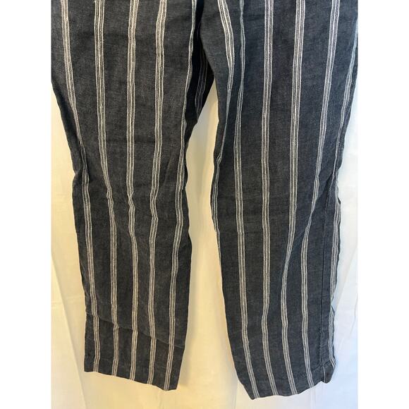 Garnet Hill Sz 4 Classic Blue Striped Linen Trouser Pants - Picture 9 of 11